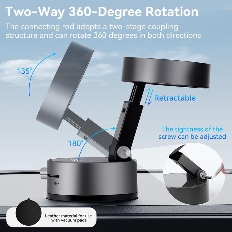 "360° Vacuum Magnetic Suction Phone Holder – Ultra-Strong, No-Drill Mount for Car & Home"