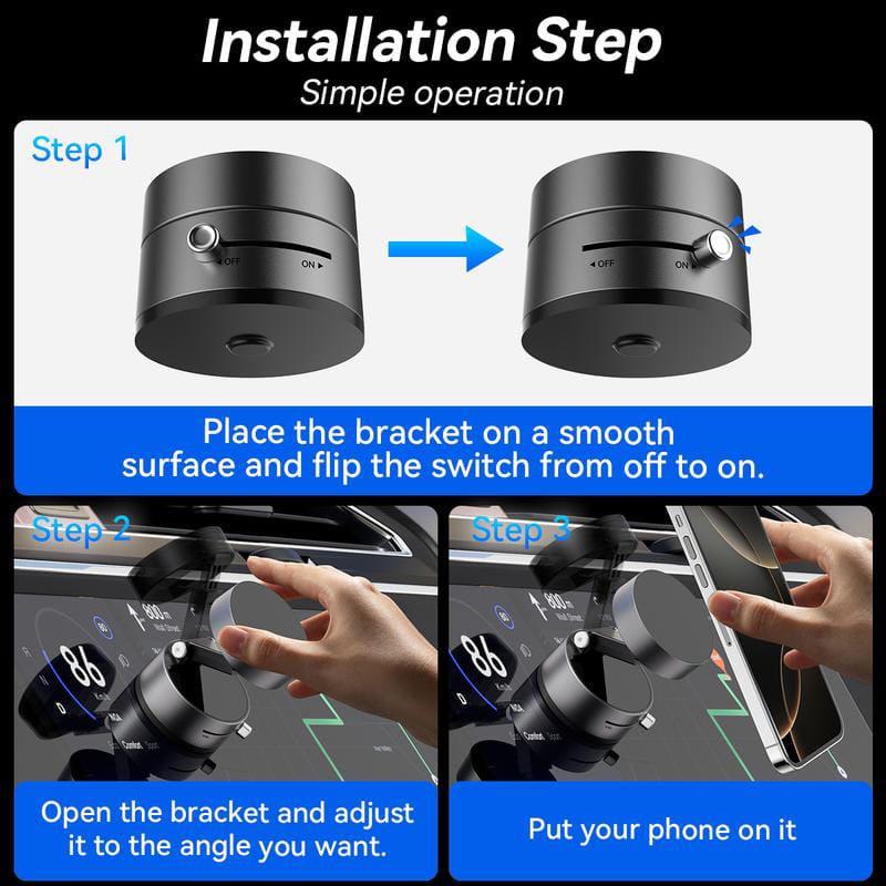 "360° Vacuum Magnetic Suction Phone Holder – Ultra-Strong, No-Drill Mount for Car & Home"