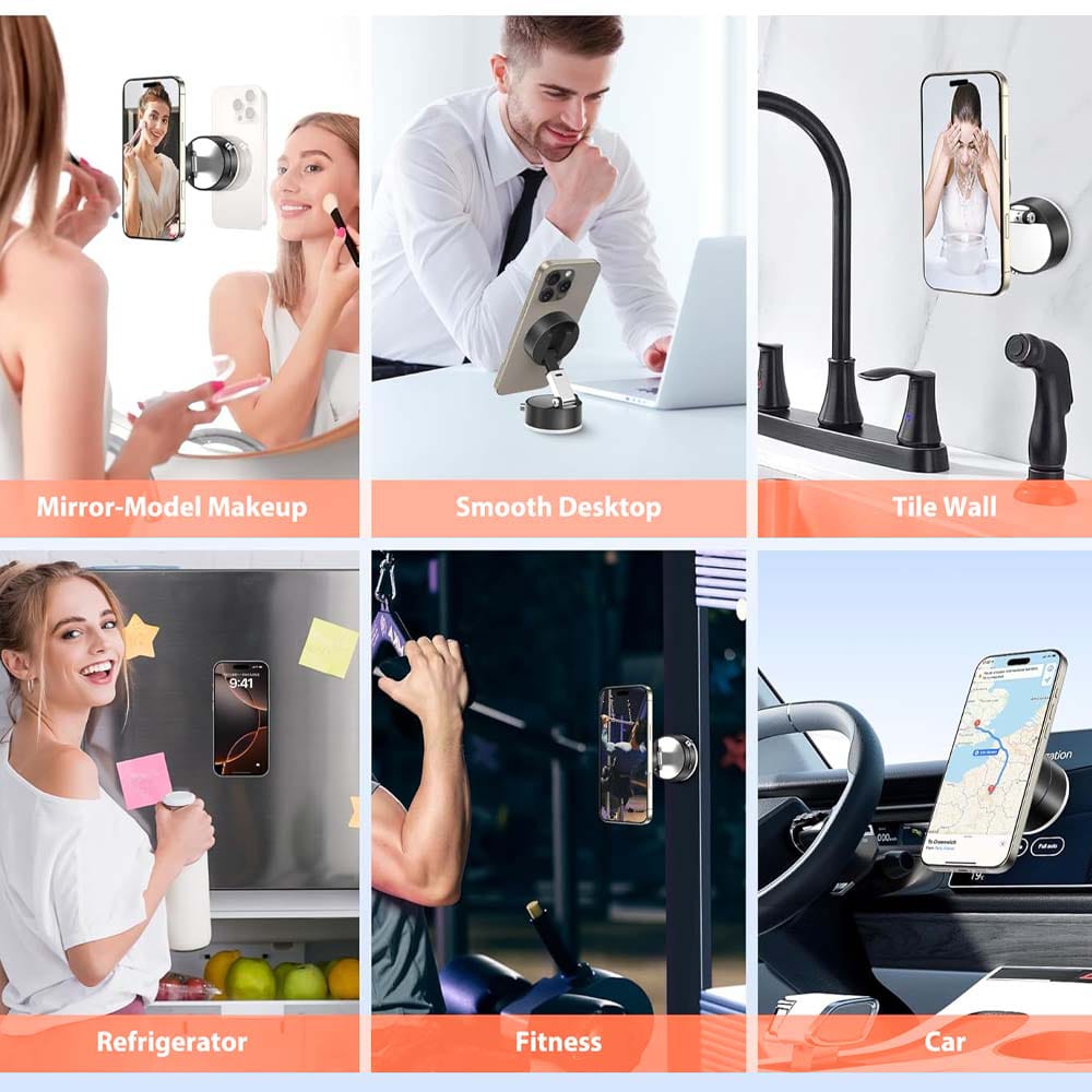 "360° Vacuum Magnetic Suction Phone Holder – Ultra-Strong, No-Drill Mount for Car & Home"