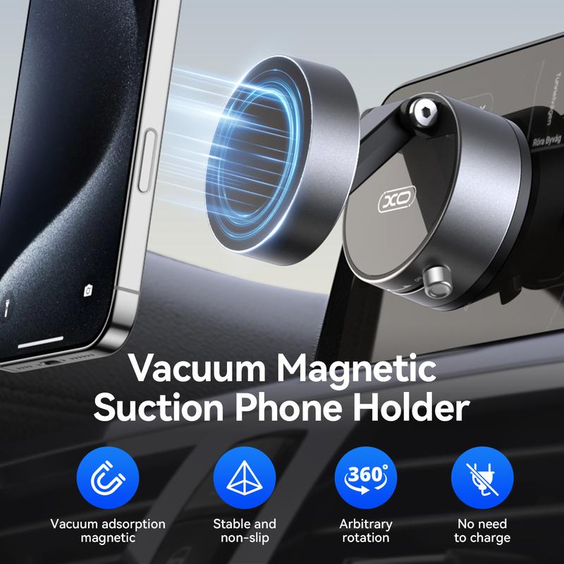 "360° Vacuum Magnetic Suction Phone Holder – Ultra-Strong, No-Drill Mount for Car & Home"